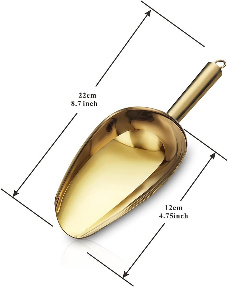 Berglander Stainless Steel Gold Ice Scoop 6 OZ, Titanium Golden Plating Metal Ice Scooper For Ice Maker, Multipurpose For Candy Wedding Kitchen Bar Party, Pet Animal Dog Food Scoop Beach Shovel - Image 2